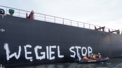 Aktywiści z Greenpeace w akcji przeciw węglowi #stop #węgiel